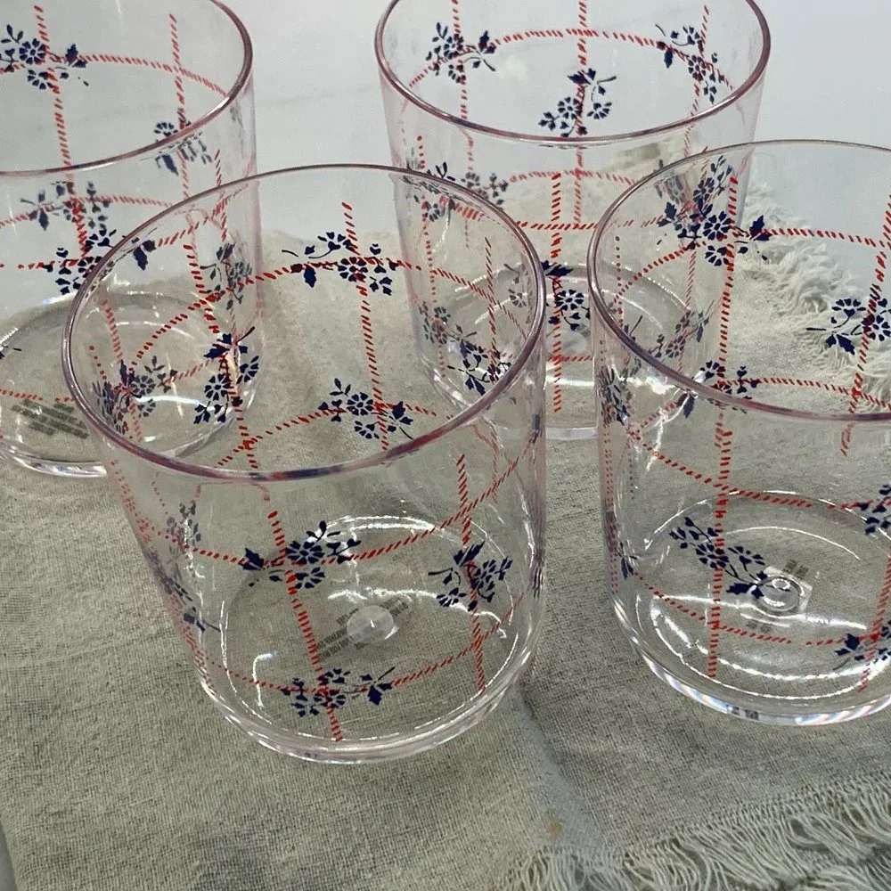 4 Old Fashioned-styled Americana Plastic Tumblers -NWT